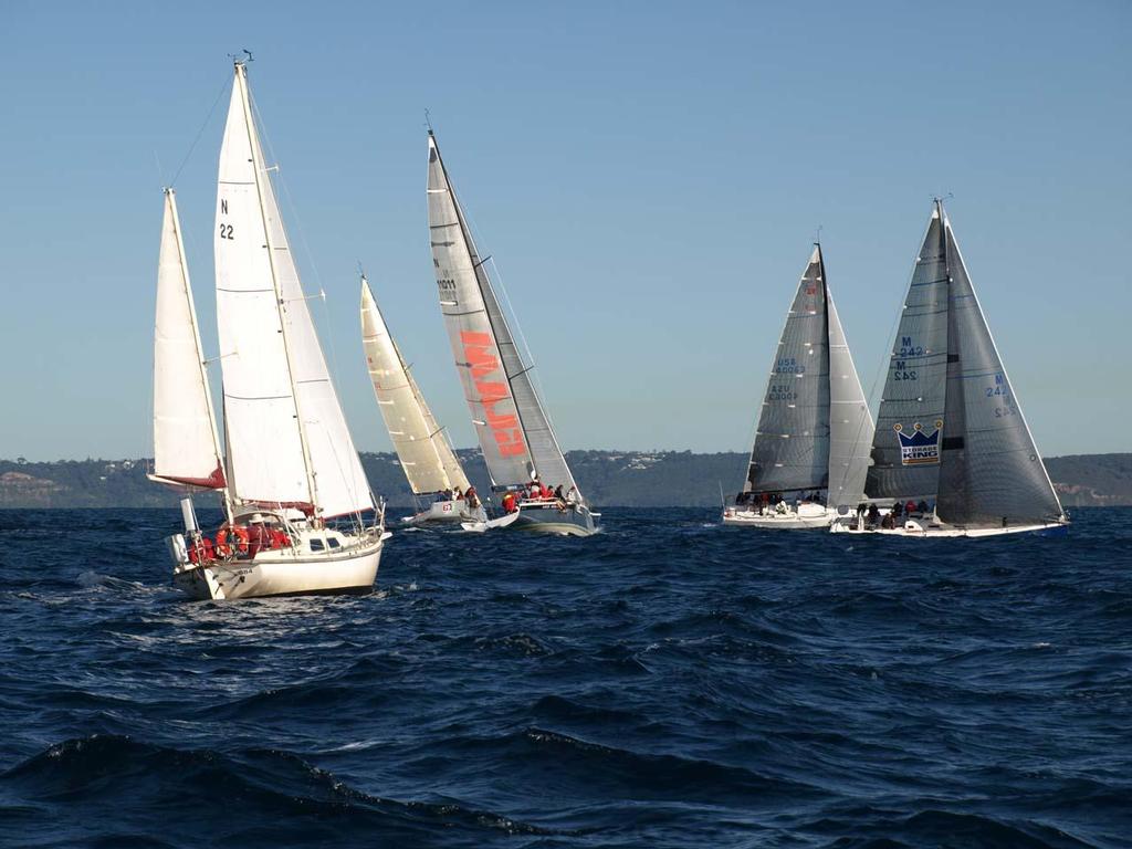 2013 NCYC Winter Series - NCYC fleet coming downwind with Anger Management leading Toy Story  © Mic Eggleston